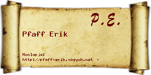 Pfaff Erik névjegykártya